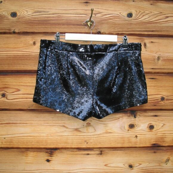 NWOT Black Mid Rise Sequin Shorts - Picture 6 of 8